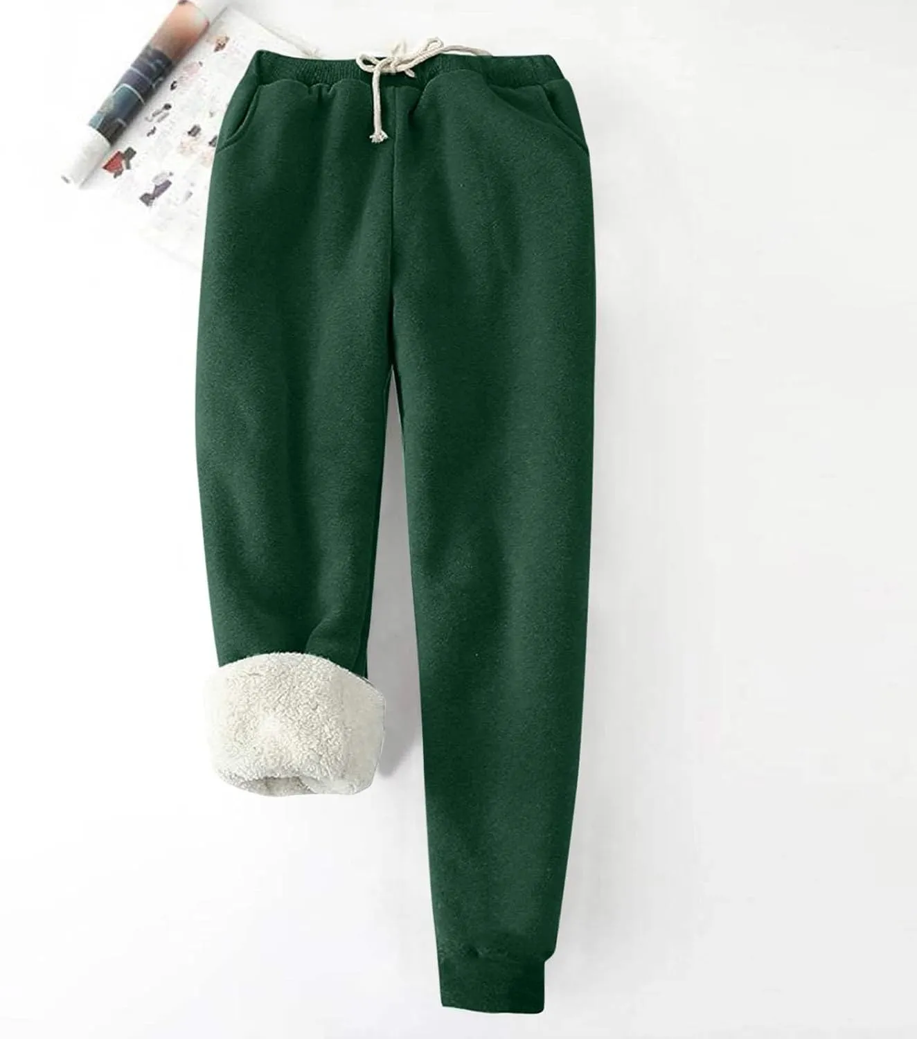 Women's Warm Sherpa Lined Athletic Sweatpants Winter Baggy Jogger Fleece Pants with Pockets