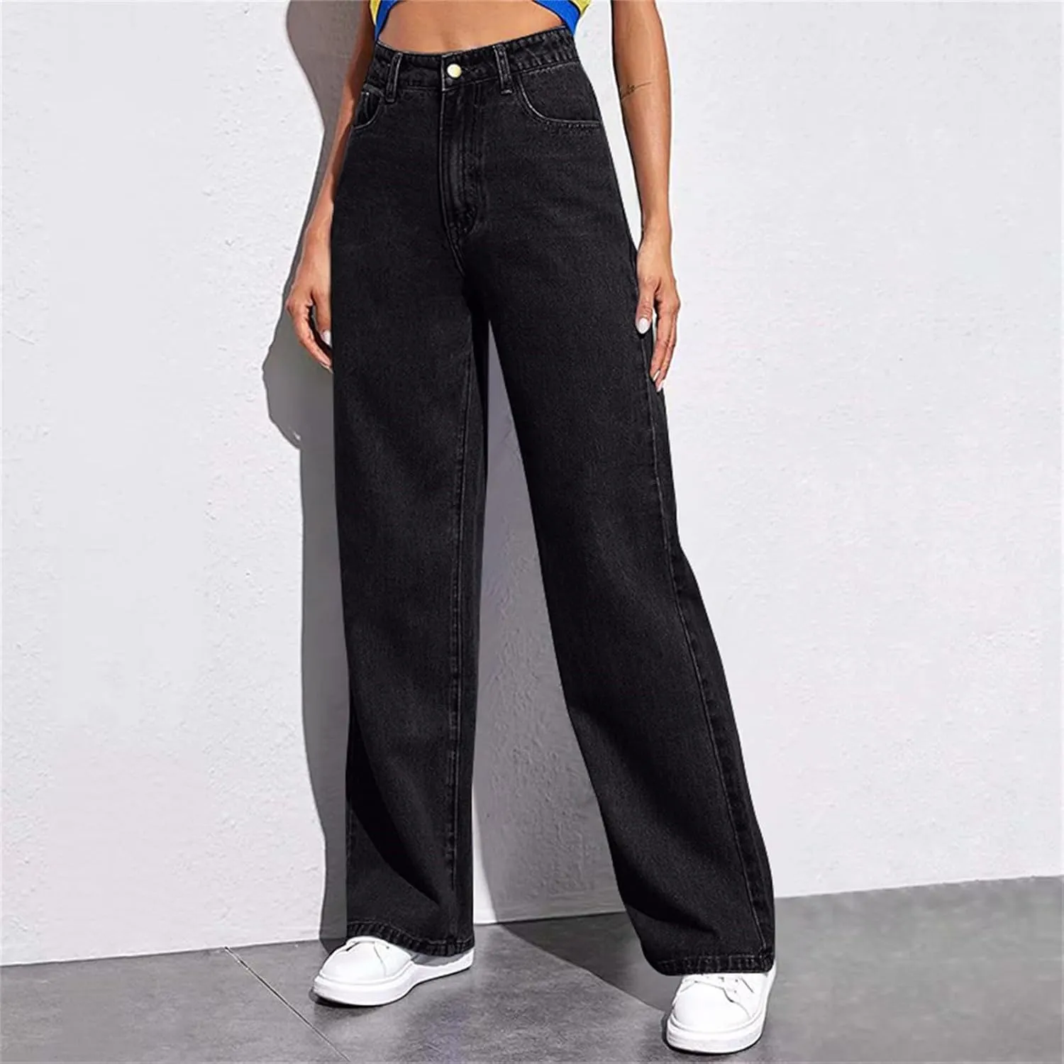 Women's Wide Leg Jeans Womens Jeans High Waisted Denim Pants for Women with Pockets Trendy Casual