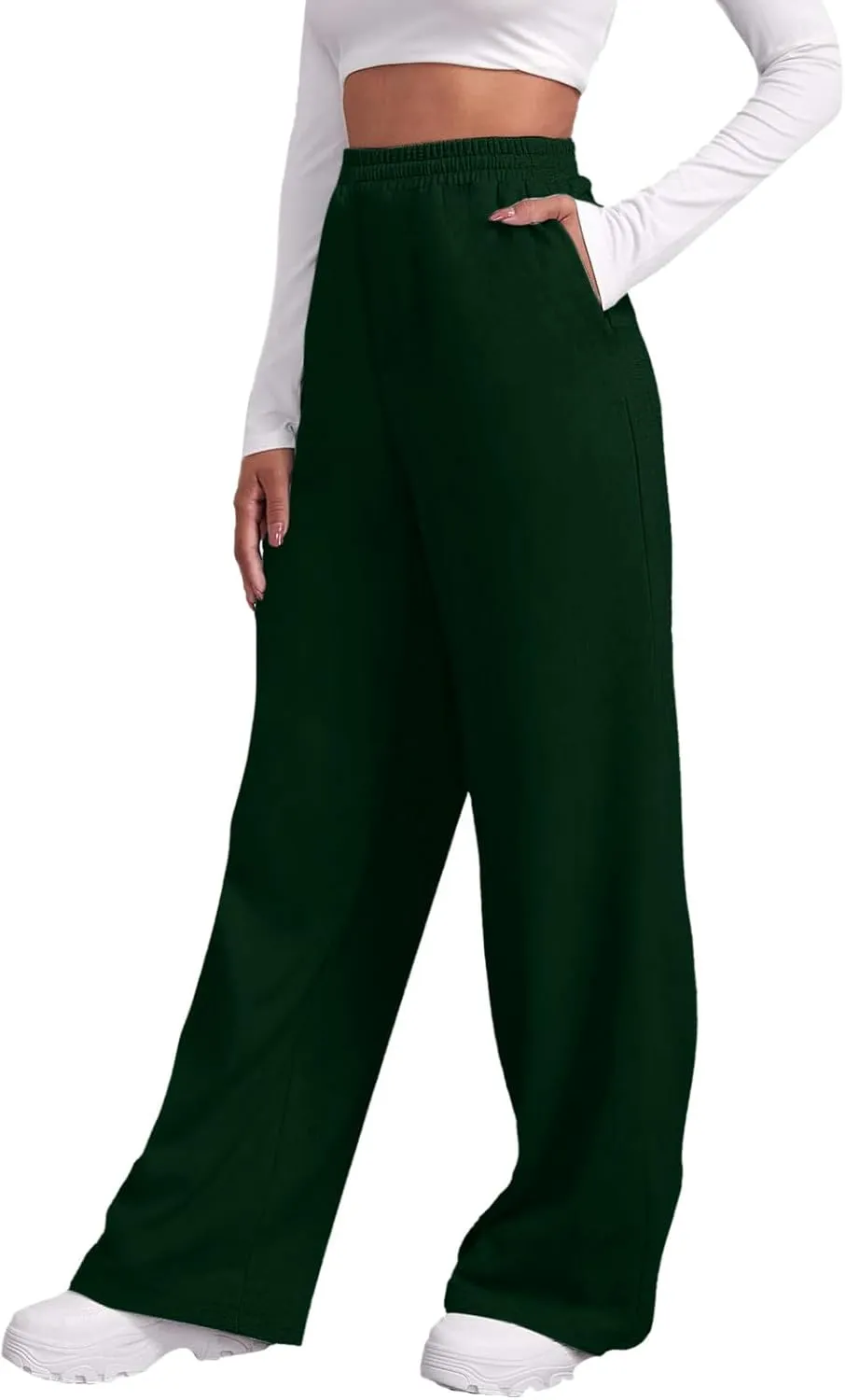 Womens Wide Leg Sweatpants Fleece Lined Sweat Pants Straight Leg Sweatpants Baggy Athletic Joggers Pants with Pockets