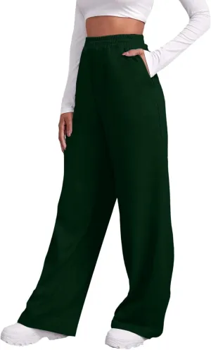 Womens Wide Leg Sweatpants Fleece Lined Sweat Pants Straight Leg Sweatpants Baggy Athletic Joggers Pants with Pockets