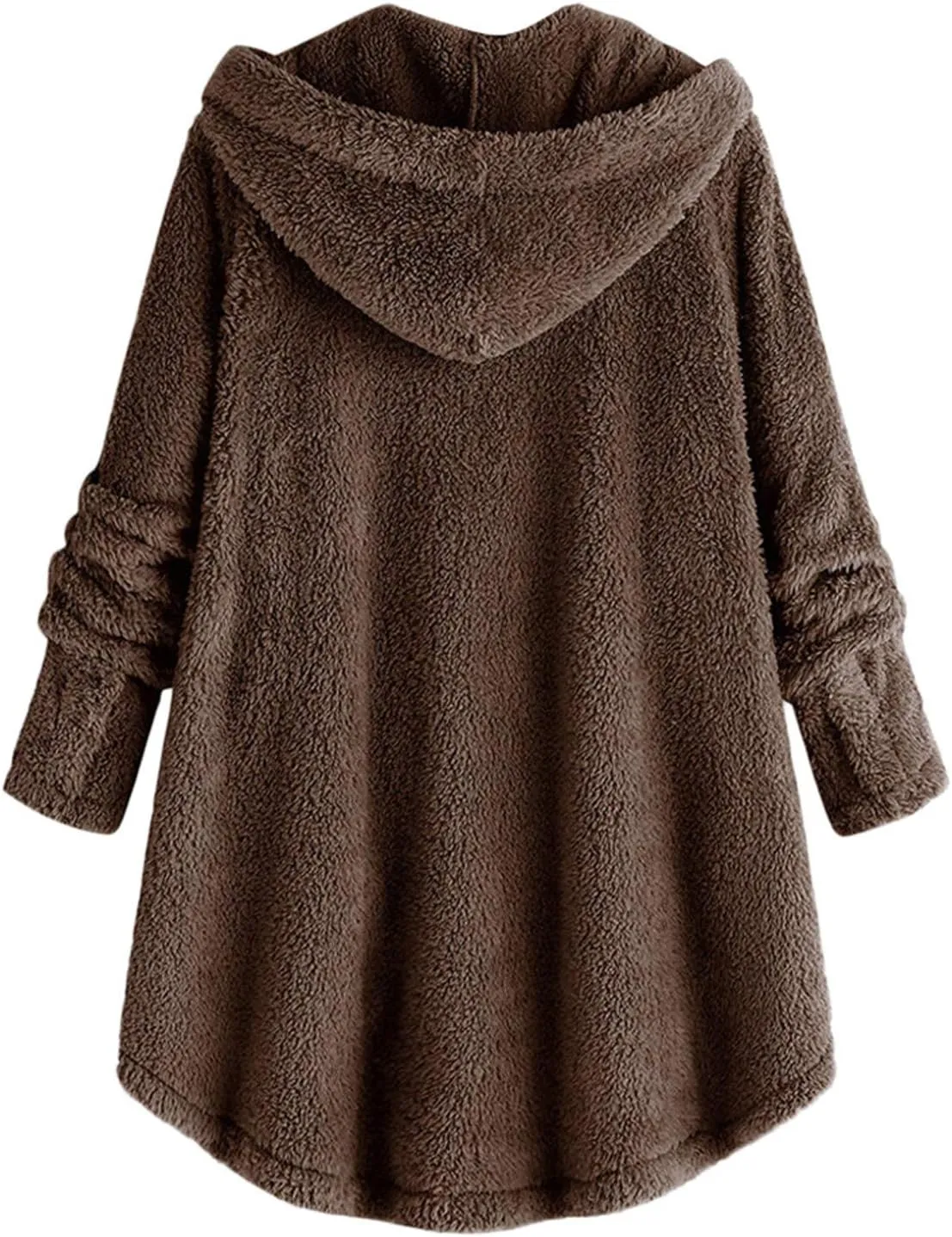 Womens Winter Coats Oversized Fleece Hooded Coat Casual Loose Button Cardigan Jackets Warm Pajama Outdoor