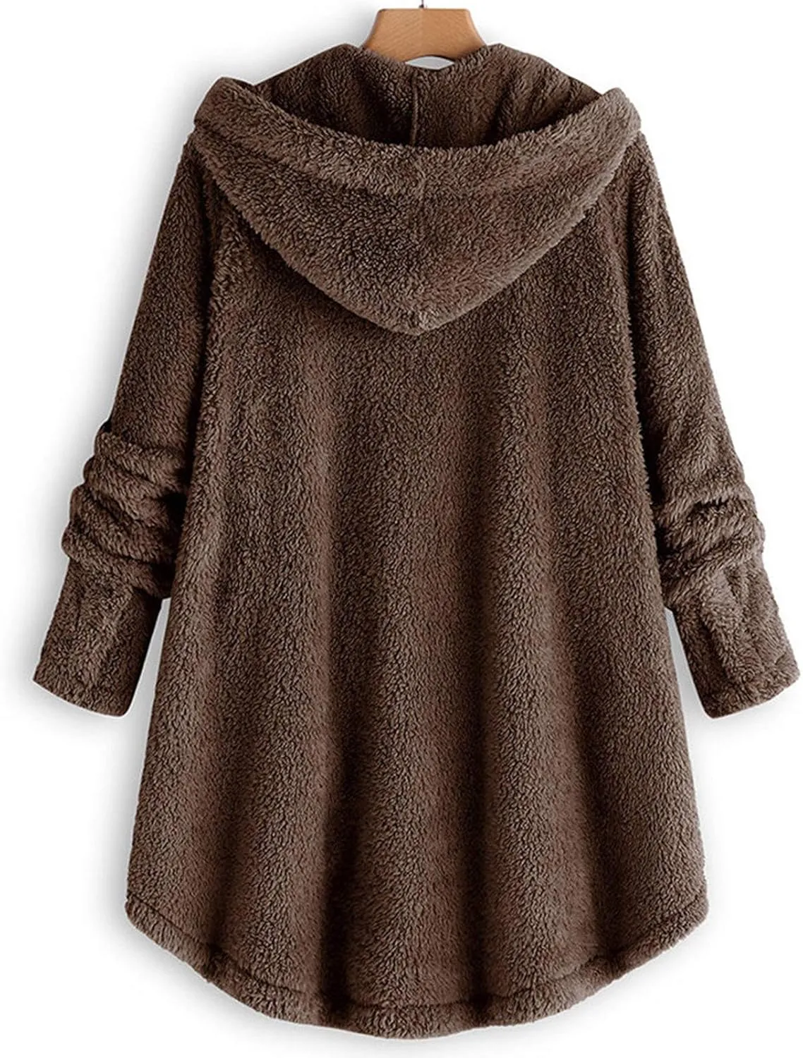 Womens Winter Coats Oversized Fleece Hooded Coat Casual Loose Button Cardigan Jackets Warm Pajama Outdoor