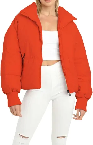 Womens Winter Coats Packable Full Zip Puffer Jackets Plus Size Long Sleeve Packable Down Parka With Pocket