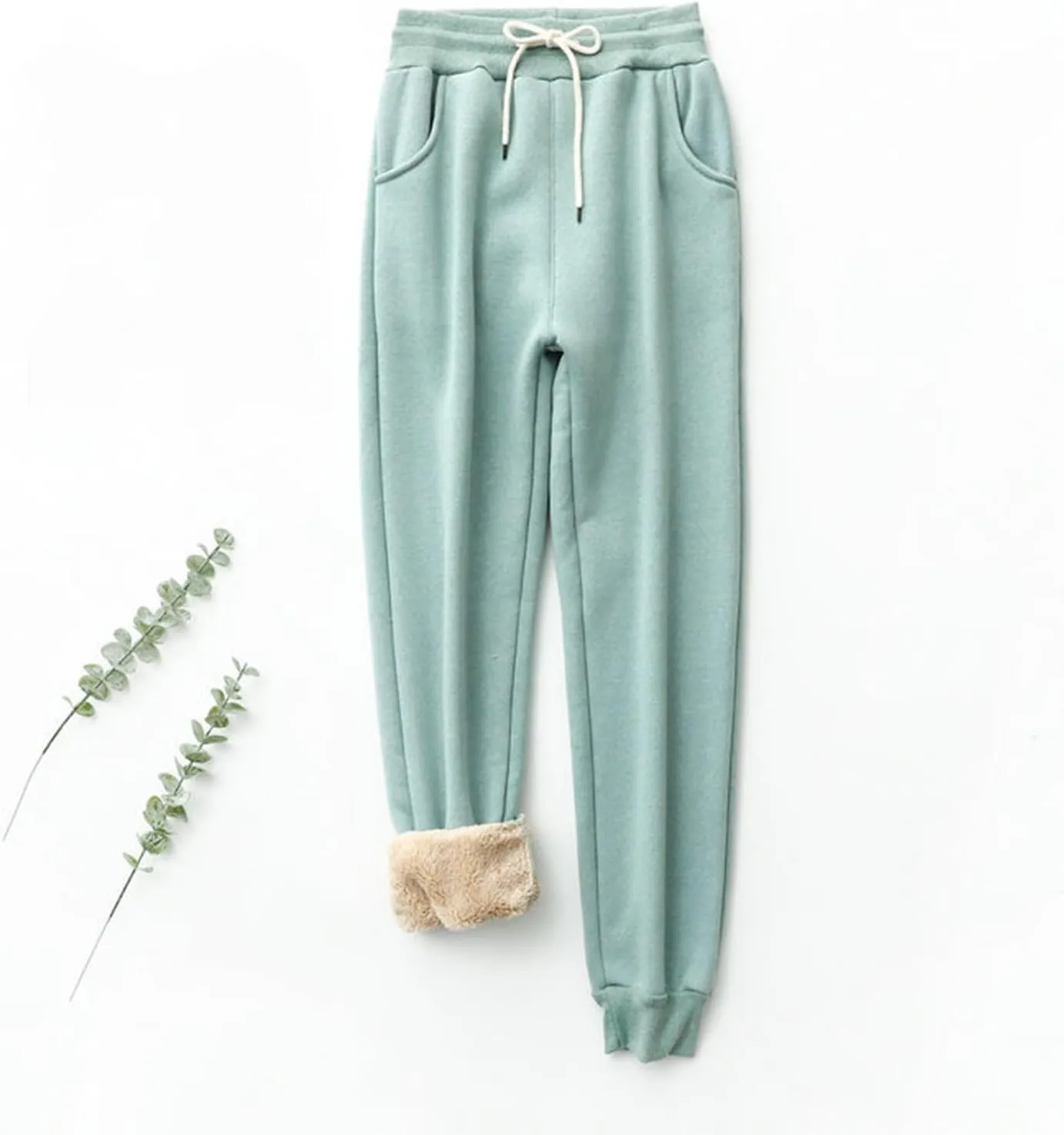 Womens Winter Pants Fleece Lined Sweatpants High Waisted Joggers Thermal Lounge Pants Comfy Athletic Pants Trousers