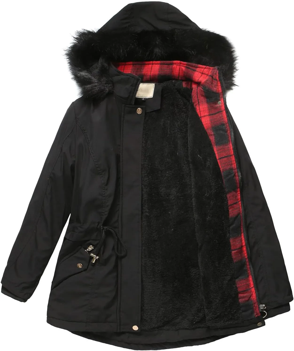 Women's Winter Warm Coats Faux Fur Removable Hooded Down Jackets Trendy Windbreaker Puffer Coats Motorcycle Jackets