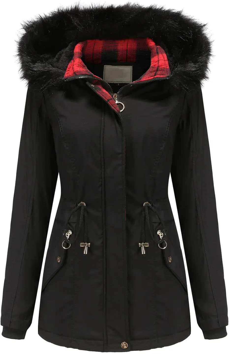 Women's Winter Warm Coats Faux Fur Removable Hooded Down Jackets Trendy Windbreaker Puffer Coats Motorcycle Jackets