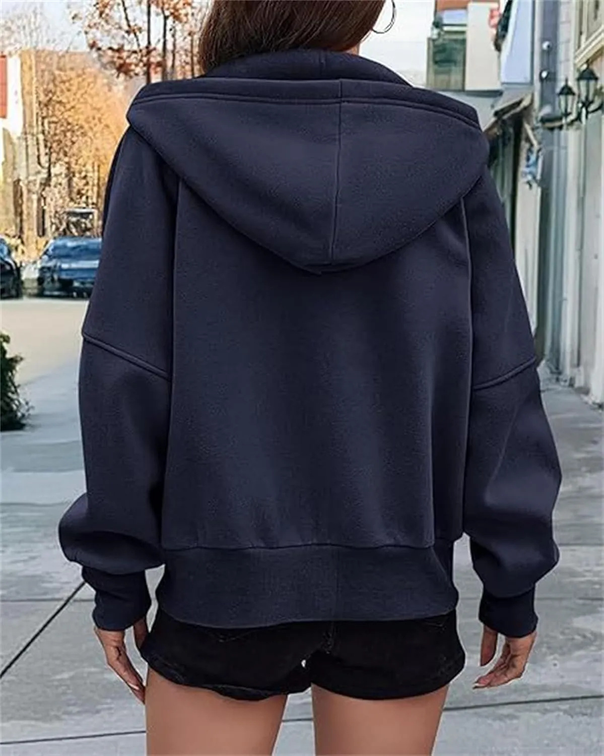 Women's Zip-Up Hooded Long Sleeve Cropped Sweatshirt Fleece Hooded Jacket Y2K Hooded Jacket Casual Comfy Gym Tops 2024