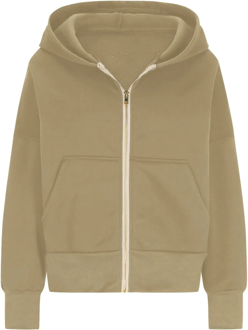 Womens Zip Up Hoodie Fleece Sweatshirt 2025 Fashion Long Sleeve Jacket with Pockets Loose Fit Casual Trendy