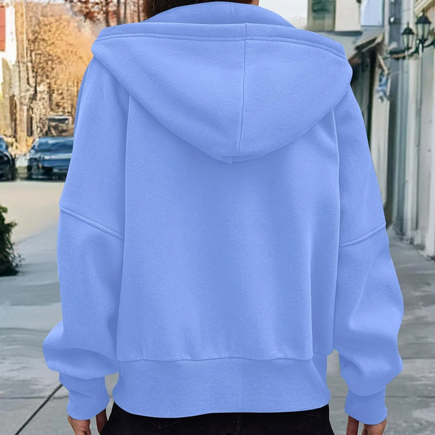 Womens Zip Up Hoodie Fleece Sweatshirt 2025 Fashion Long Sleeve Jacket with Pockets Loose Fit Casual Trendy