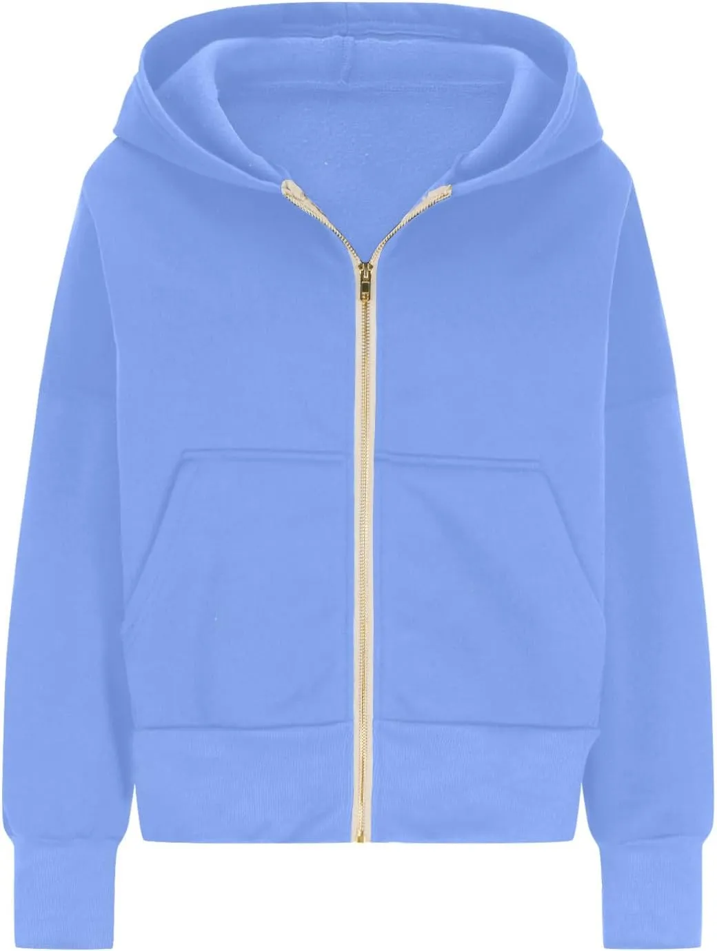 Womens Zip Up Hoodie Fleece Sweatshirt 2025 Fashion Long Sleeve Jacket with Pockets Loose Fit Casual Trendy
