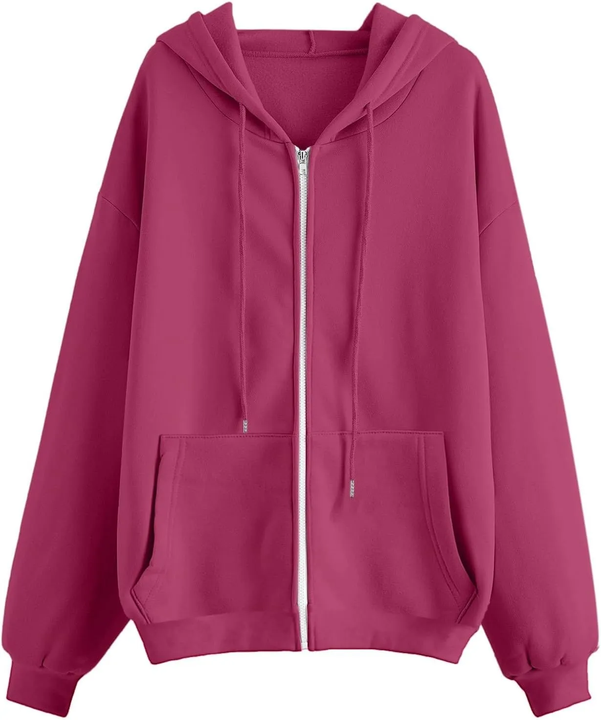 Women's Zip Up Hoodies Long Sleeve Fleece Oversized Sweatshirts Y2K Hooded Jackets 2024 Fashion Clothes with Pockets