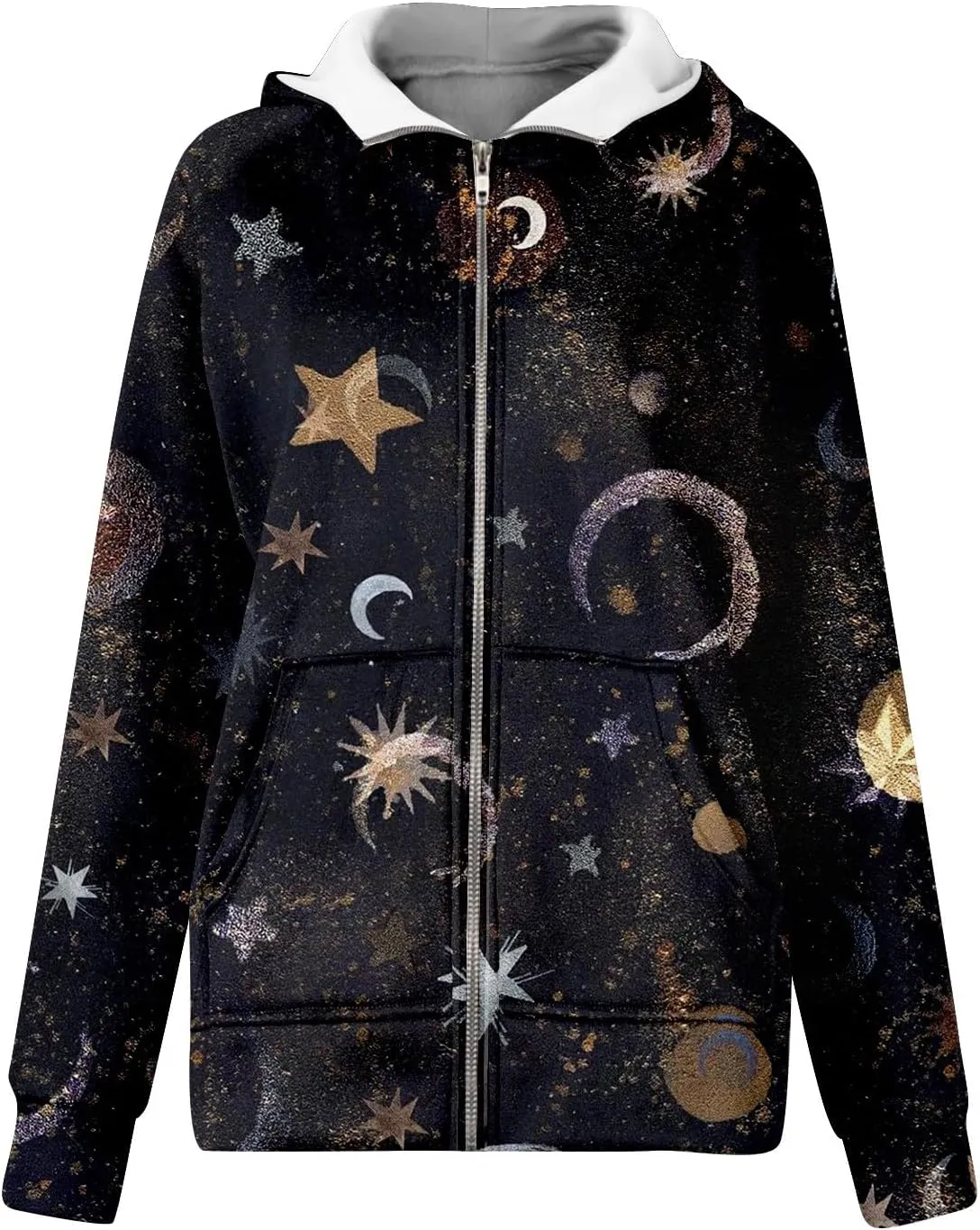 Womens Zip Up Hoodies Oversized Cropped Sweatshirts Fleece Jackets Fall Casual Comfy Gym Tops Winter Warm Clothes 2024
