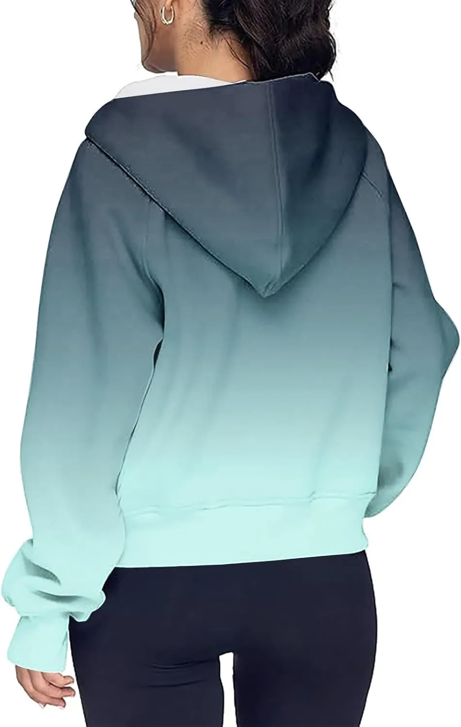 Womens Zip Up Hoodies Oversized Cropped Sweatshirts Fleece Jackets Fall Casual Comfy Gym Tops Winter Warm Clothes 2024