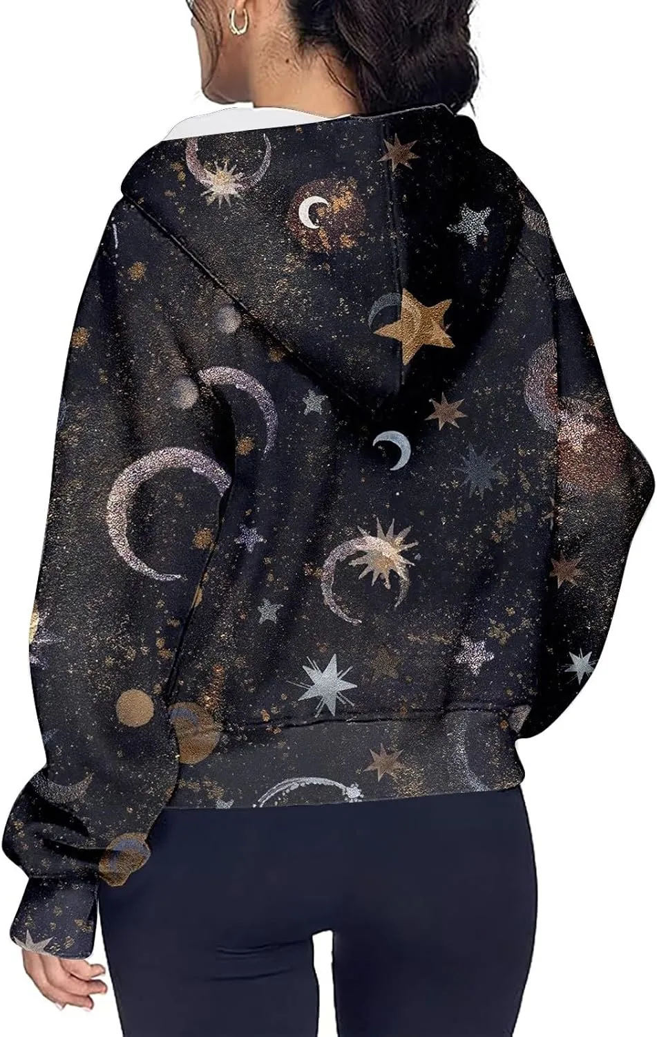Womens Zip Up Hoodies Oversized Cropped Sweatshirts Fleece Jackets Fall Casual Comfy Gym Tops Winter Warm Clothes 2024