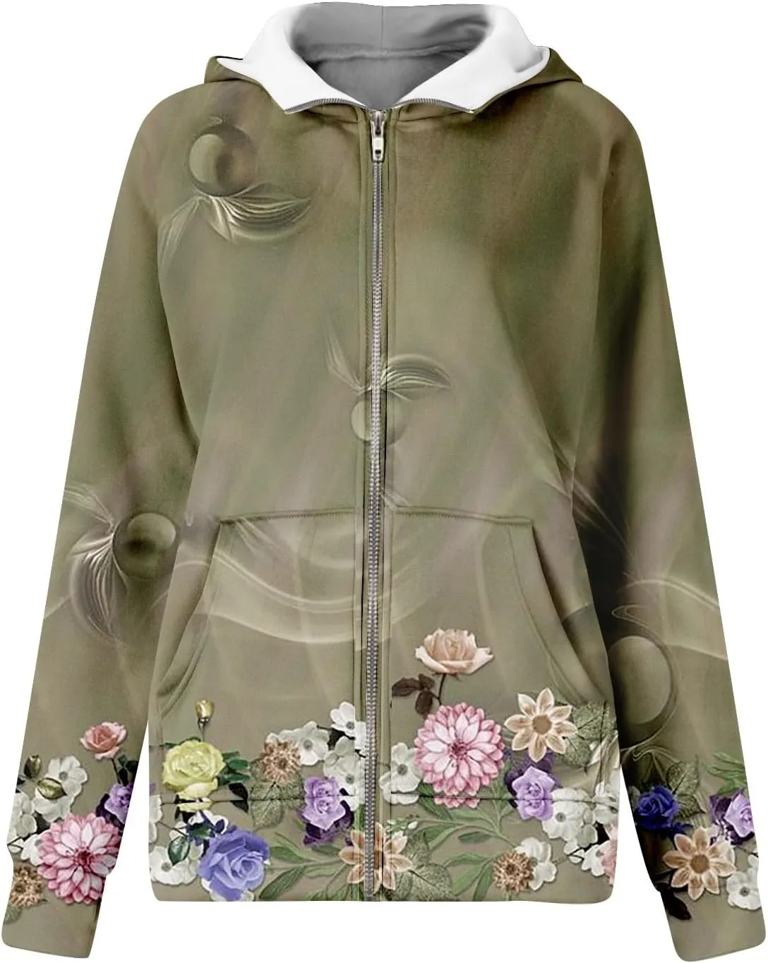 Womens Zip Up Hoodies Oversized Cropped Sweatshirts Fleece Jackets Fall Casual Comfy Gym Tops Winter Warm Clothes 2024
