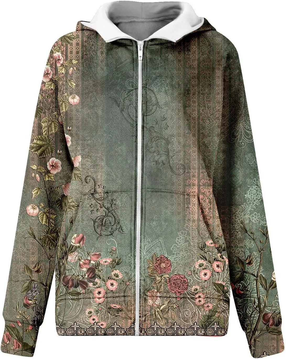 Womens Zip Up Hoodies Oversized Cropped Sweatshirts Fleece Jackets Fall Casual Comfy Gym Tops Winter Warm Clothes 2024