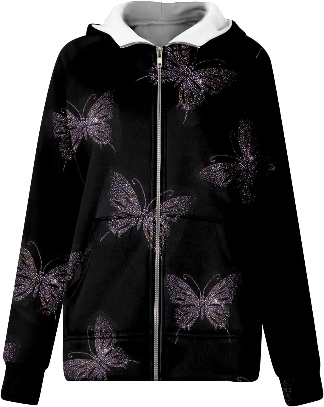 Womens Zip Up Hoodies Oversized Cropped Sweatshirts Fleece Jackets Fall Casual Comfy Gym Tops Winter Warm Clothes 2024