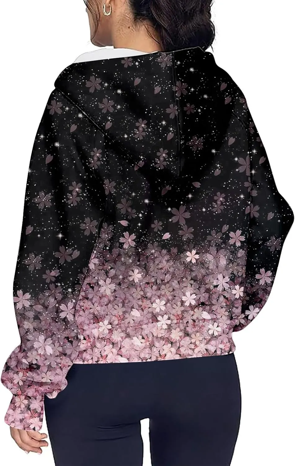 Womens Zip Up Hoodies Oversized Cropped Sweatshirts Fleece Jackets Fall Casual Comfy Gym Tops Winter Warm Clothes 2024