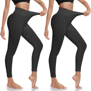 Workout Leggings for Women Tummy Control Ribbed Seamless Gym Leggings High Waist Compression Yoga Pants