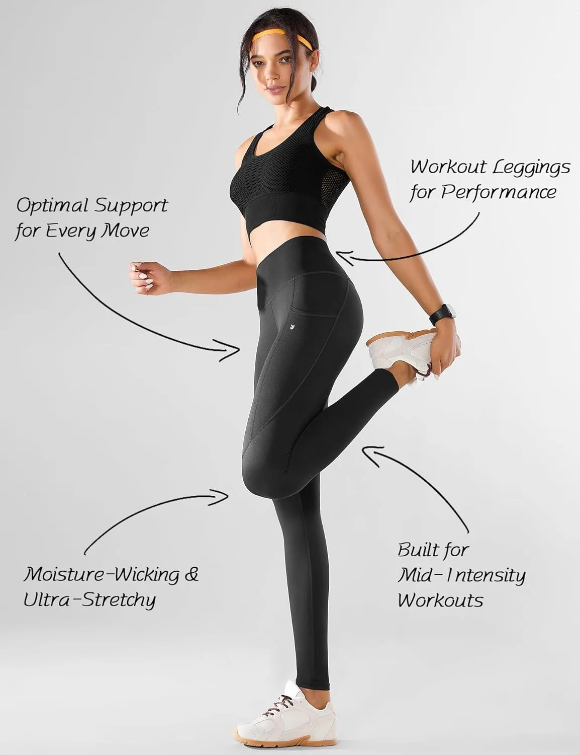 Workout Leggings for Women with Pockets, High-Waisted Compression Gym Leggings, Non-See-Through Yoga Pants