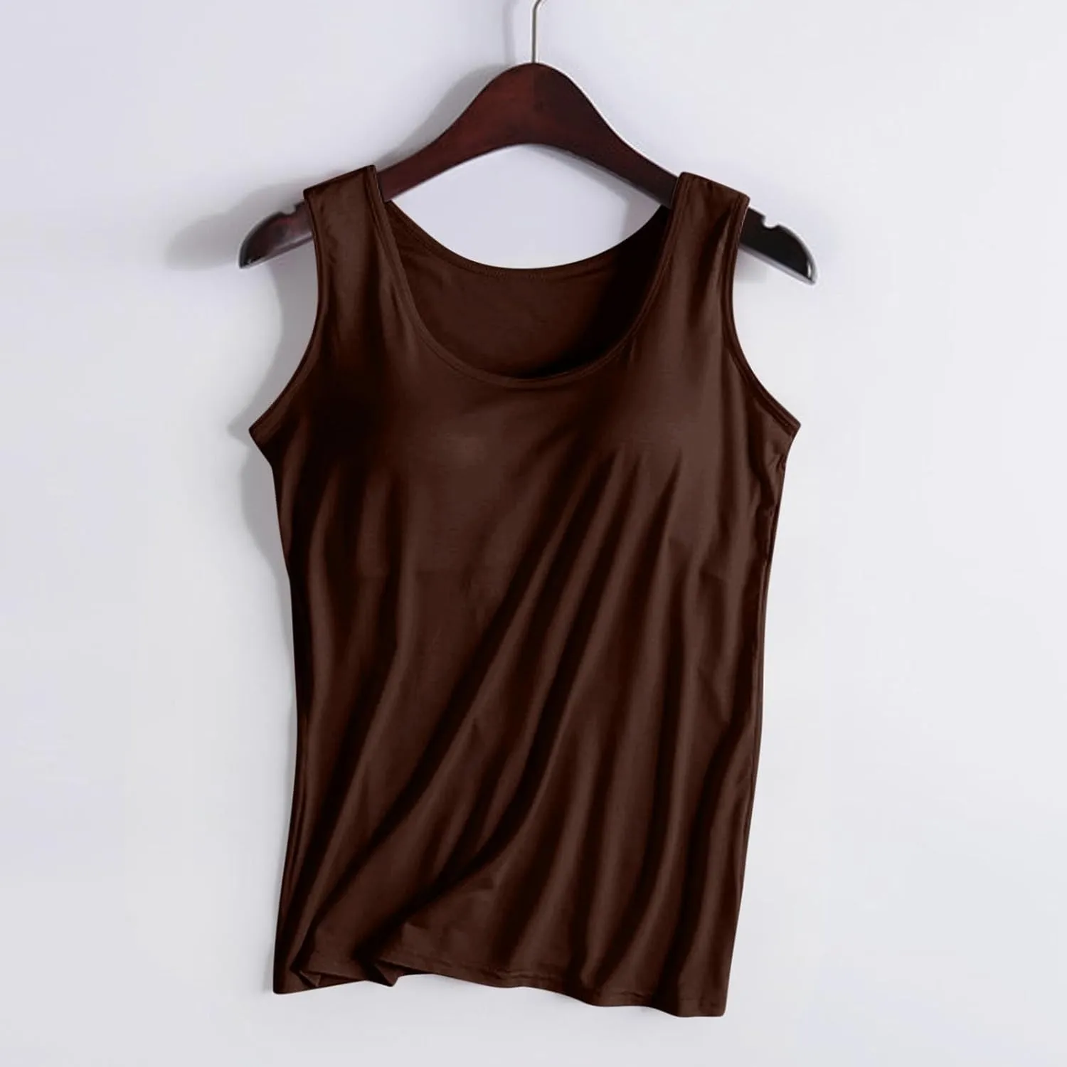 Workout Tank Tops for Women with Built in Bras Padded Modal Breathable Solid Basic Tanks Plus Size Casual Running Yoga Shirts