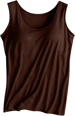 Workout Tank Tops for Women with Built in Bras Padded Modal Breathable Solid Basic Tanks Plus Size Casual Running Yoga Shirts
