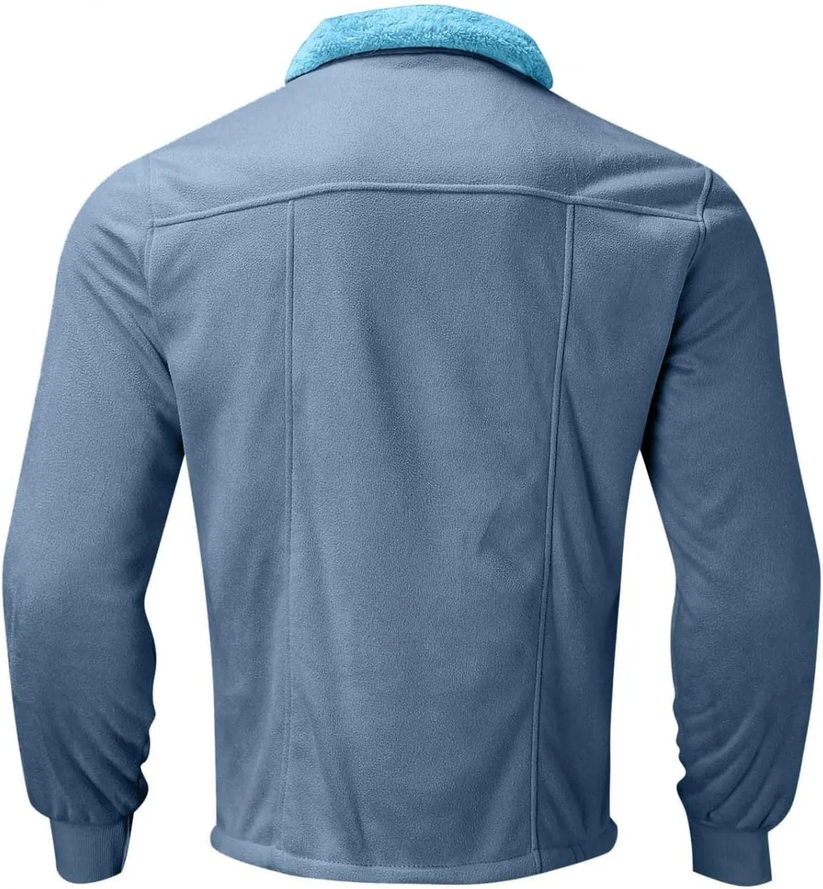 WUAI-Men Long Sleeve Sherpa Lined Suede Jackets Cardigan Open Front Zip Up Heavyweight Thermal Winter Warm Windbreakers