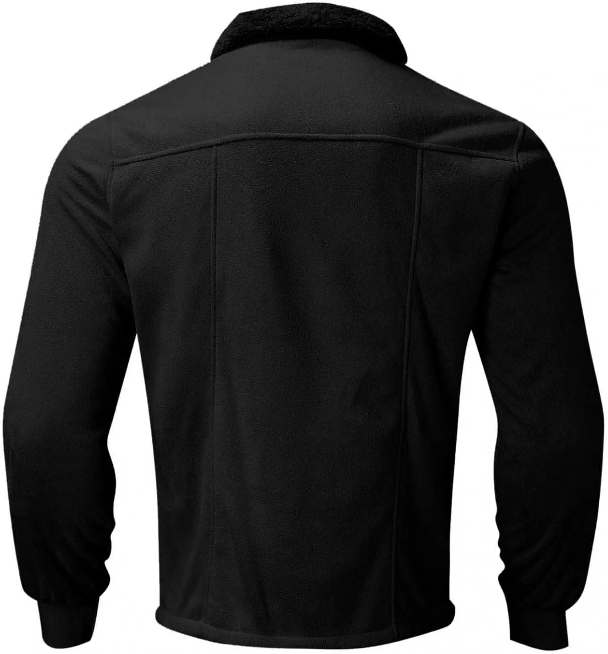 WUAI-Men Long Sleeve Sherpa Lined Suede Jackets Cardigan Open Front Zip Up Heavyweight Thermal Winter Warm Windbreakers