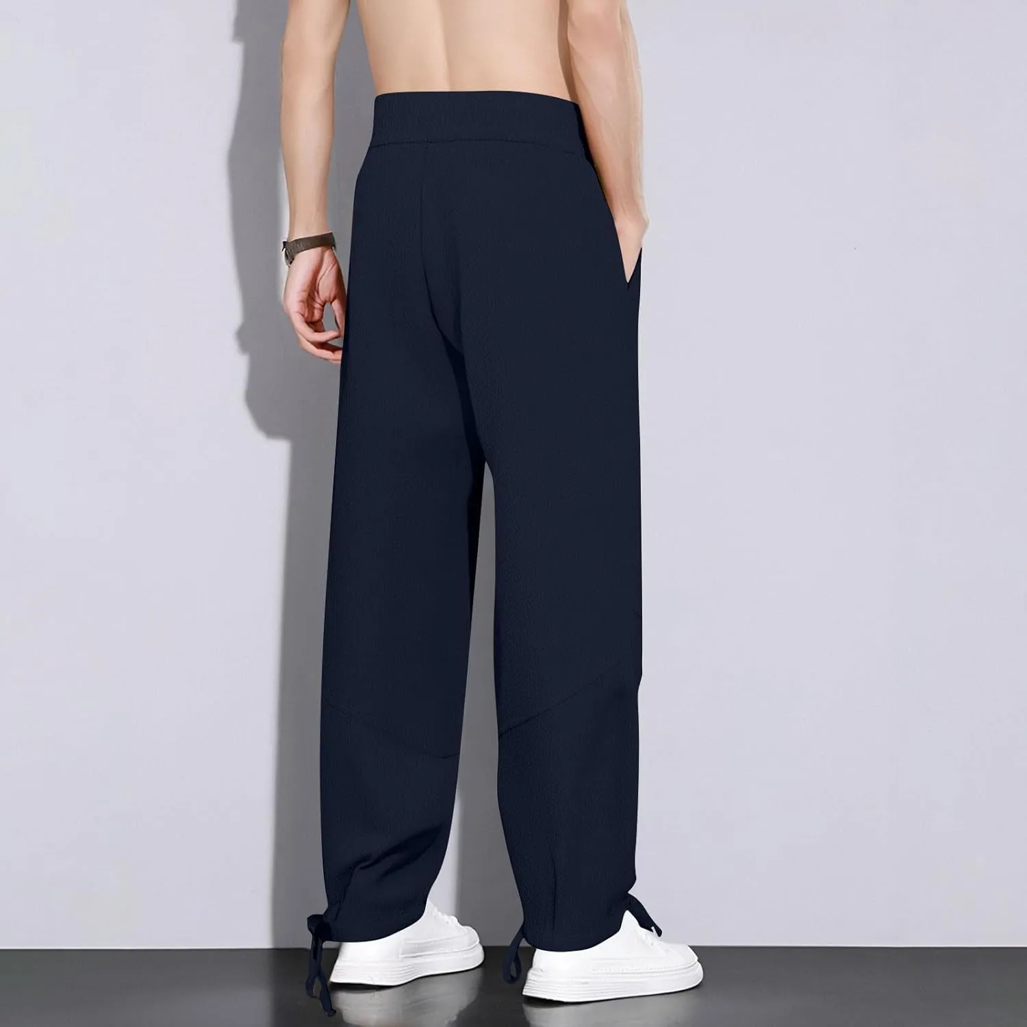 Xiaojmake Mens Capri Pants Drawstring Linen Harem Pants Casual Lounge Baggy Ankle Beach Travel Vacation Joggers with Pockets