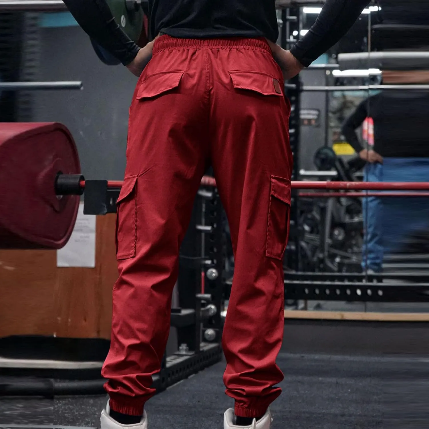 Xiaojmake Mens Cargo Pant Casual Cotton Drawstring Workout Joggers Athletic Pants Cotton Loose Tapered Sweatpants Lightweight