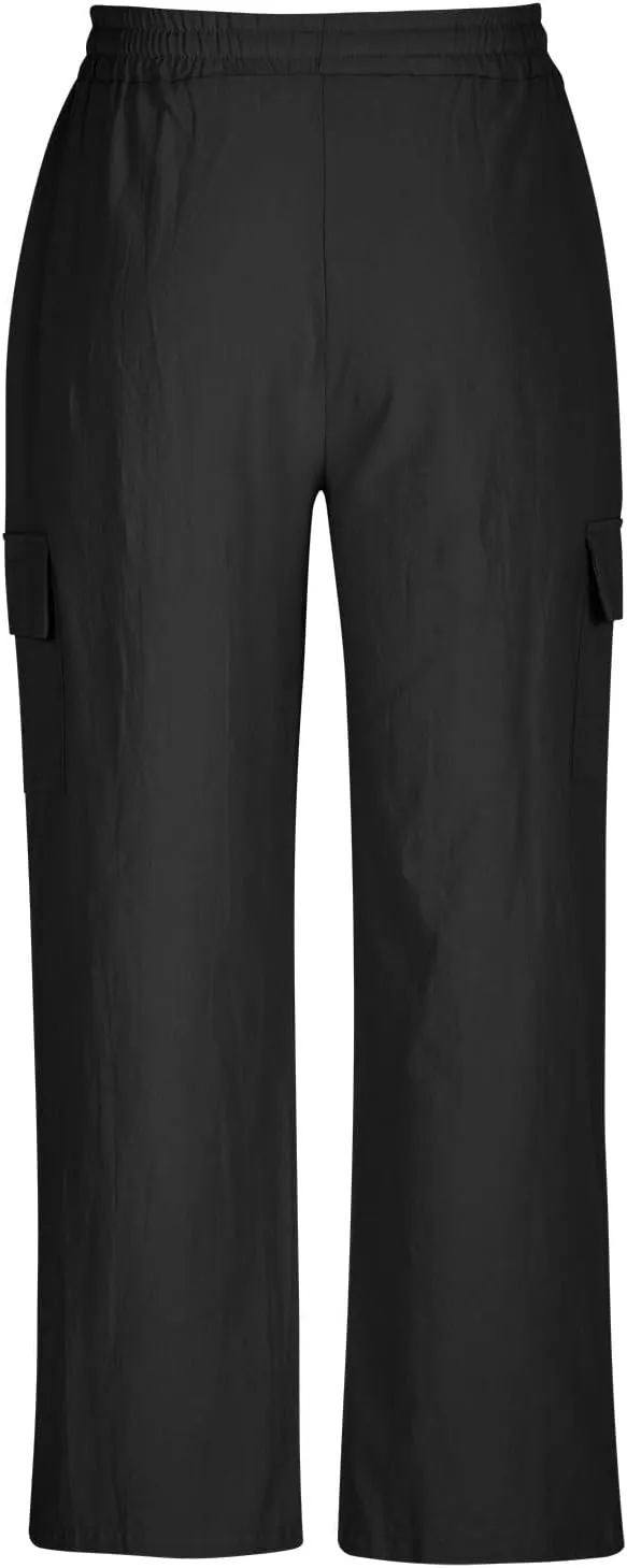 Xiaojmake Mens Linen Cargo Pants Summer Elastic Waist Straight Casual Pant with Pockets Baggy Beach Yoga Travel Lounge Pants