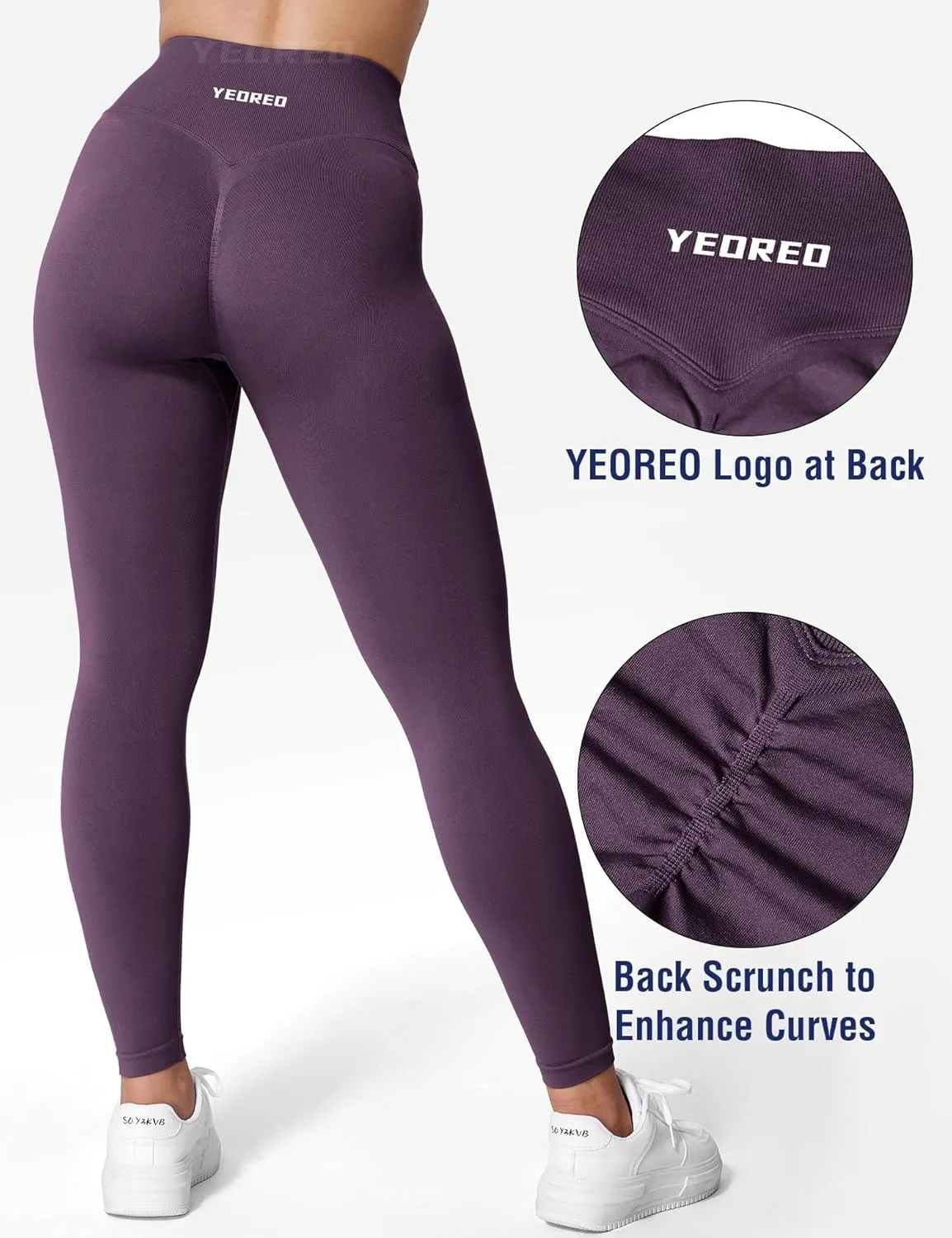 YEOREO V Waist Workout Leggings for Women Amplify Butt Lifting Scrunch Gym Leggings Seamless Yoga Pants
