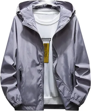 Ymosrh Jackets for Men Autumn Winter Casual Color Plus Size Hoodie Zipper Outdoor Sport Coat Waterproof Jackets