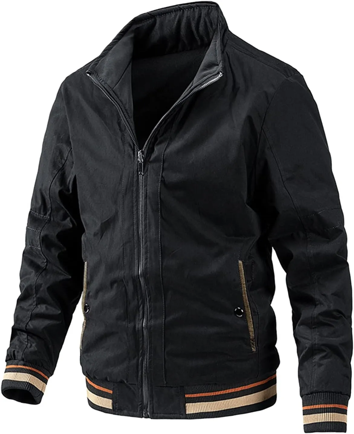Ymosrh Men's Fashion Windbreaker Bomber Jacket Windproof Water Resistant Full Zip Up Coat Outwear Work Jackets, XL-5XL