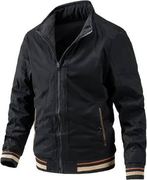 Ymosrh Men's Fashion Windbreaker Bomber Jacket Windproof Water Resistant Full Zip Up Coat Outwear Work Jackets, XL-5XL