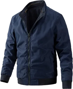 Ymosrh Men's Fashion Windbreaker Bomber Jacket Windproof Water Resistant Full Zip Up Coat Outwear Work Jackets, XL-5XL