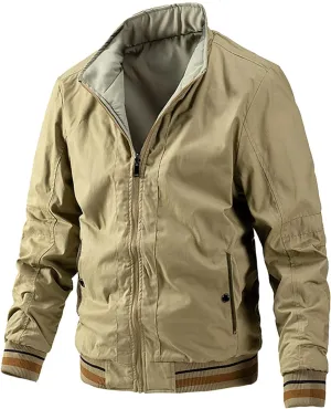Ymosrh Men's Fashion Windbreaker Bomber Jacket Windproof Water Resistant Full Zip Up Coat Outwear Work Jackets, XL-5XL