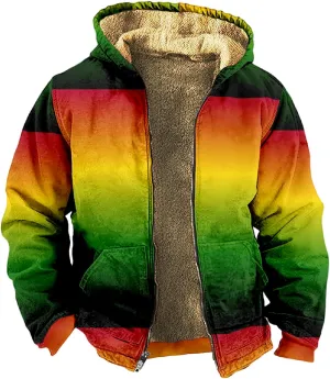 Ymosrh Men's Fleece Jacket with Hood Winter Graphic Warm Thicken Sherpa Lined Full Zip Jackets Coats, S-4XL