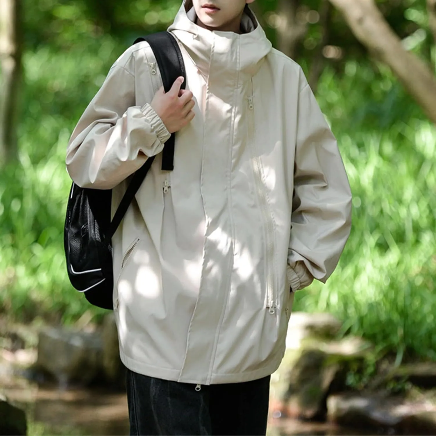 Ymosrh Men's Jackets Casual Stylish Jacket Water Resistant Lightweight Rain Jacket Outdoor Casual Sportswear Jackets