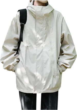 Ymosrh Men's Jackets Casual Stylish Jacket Water Resistant Lightweight Rain Jacket Outdoor Casual Sportswear Jackets