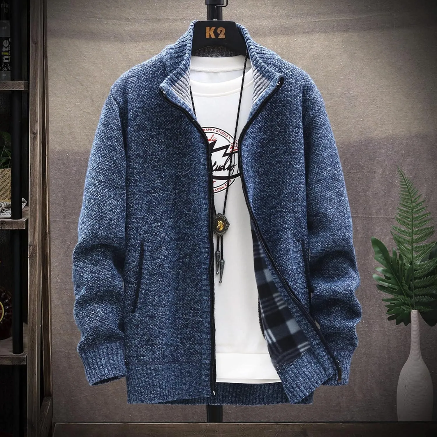 Ymosrh Mens Jackets Fashion Winter Men's Loose Cardigan Warm Lapel Hooded Jacket Sweater Waterproof Jackets for Men