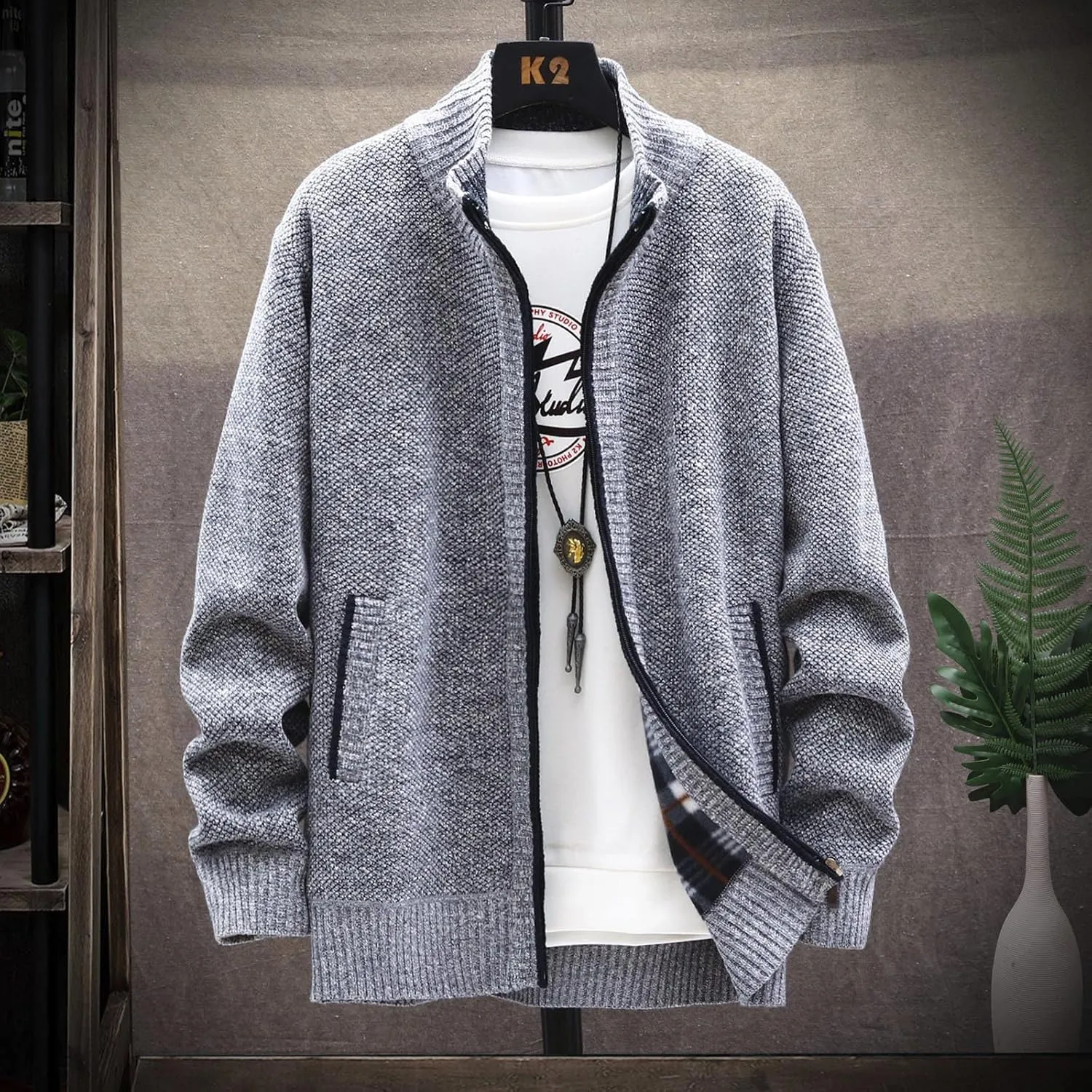 Ymosrh Mens Jackets Fashion Winter Men's Loose Cardigan Warm Lapel Hooded Jacket Sweater Waterproof Jackets for Men