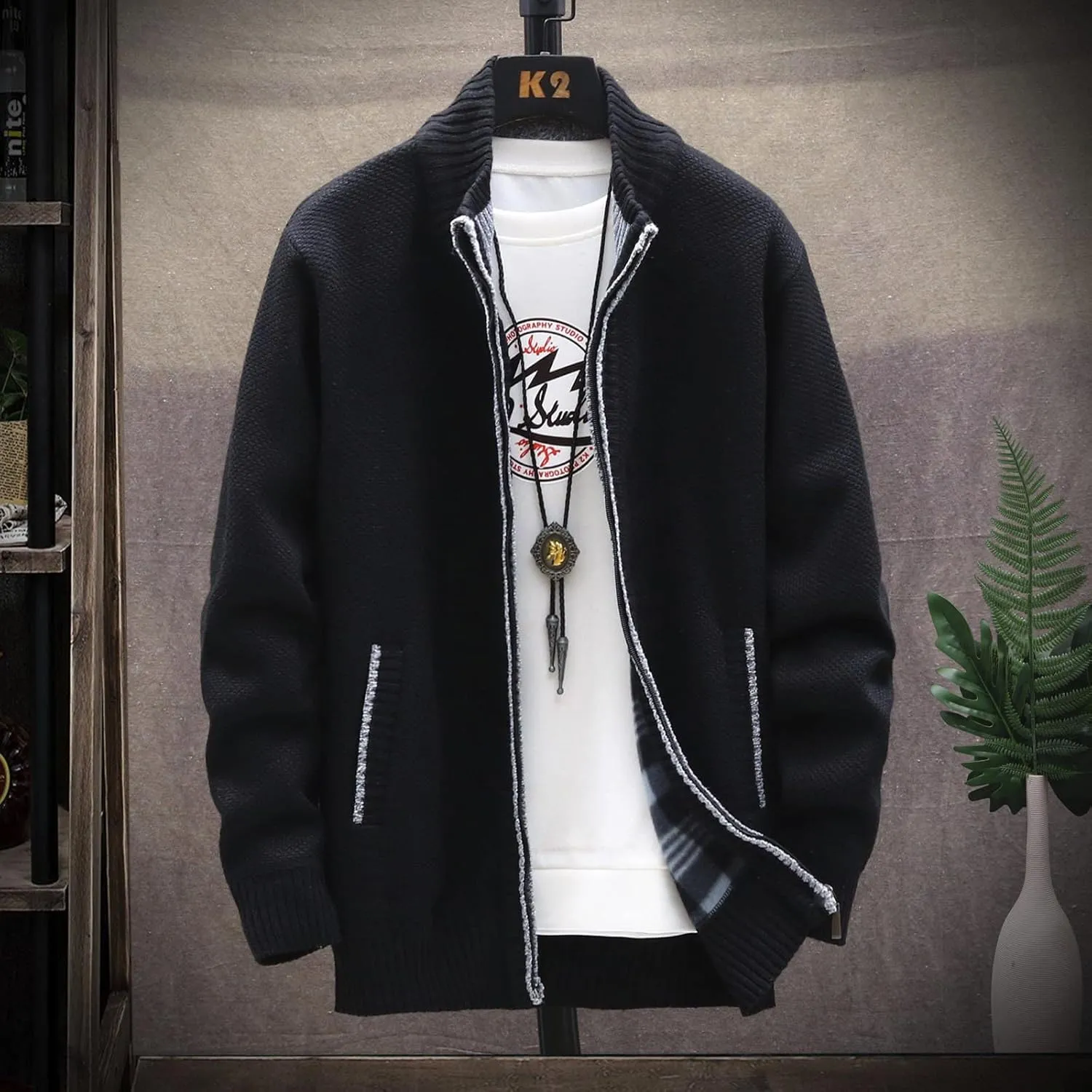 Ymosrh Mens Jackets Fashion Winter Men's Loose Cardigan Warm Lapel Hooded Jacket Sweater Waterproof Jackets for Men
