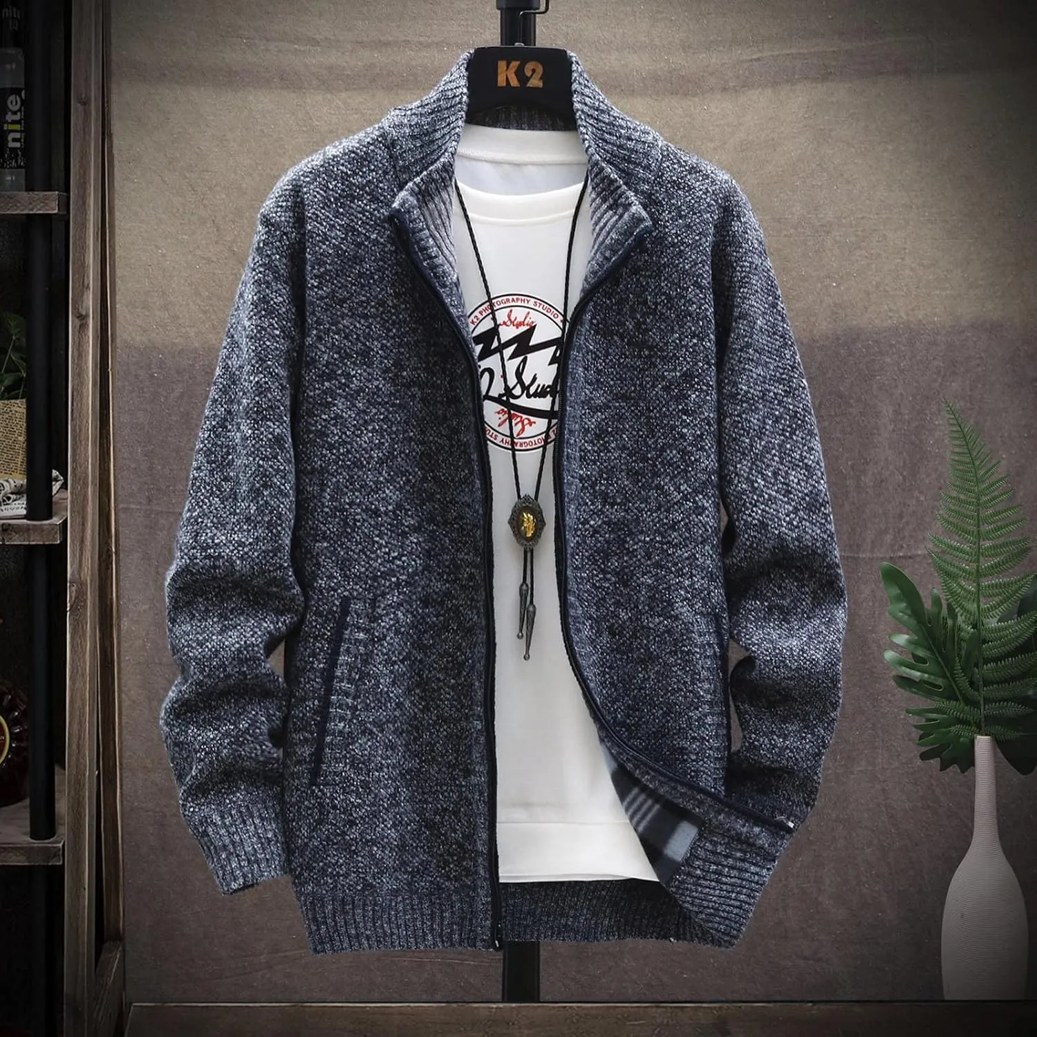 Ymosrh Mens Jackets Fashion Winter Men's Loose Cardigan Warm Lapel Hooded Jacket Sweater Waterproof Jackets for Men