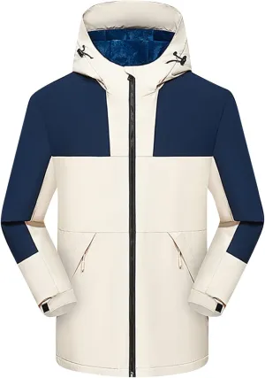 Ymosrh Men's Jackets Hooded Waterproof Windproof Raincoat Jacket Mens, M-4XL