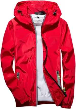 Ymosrh Men's Jackets Rain Jacket Waterproof With Hooded Hiking Coat Casual Lightweight Windbreaker Light Jacket, M-7XL