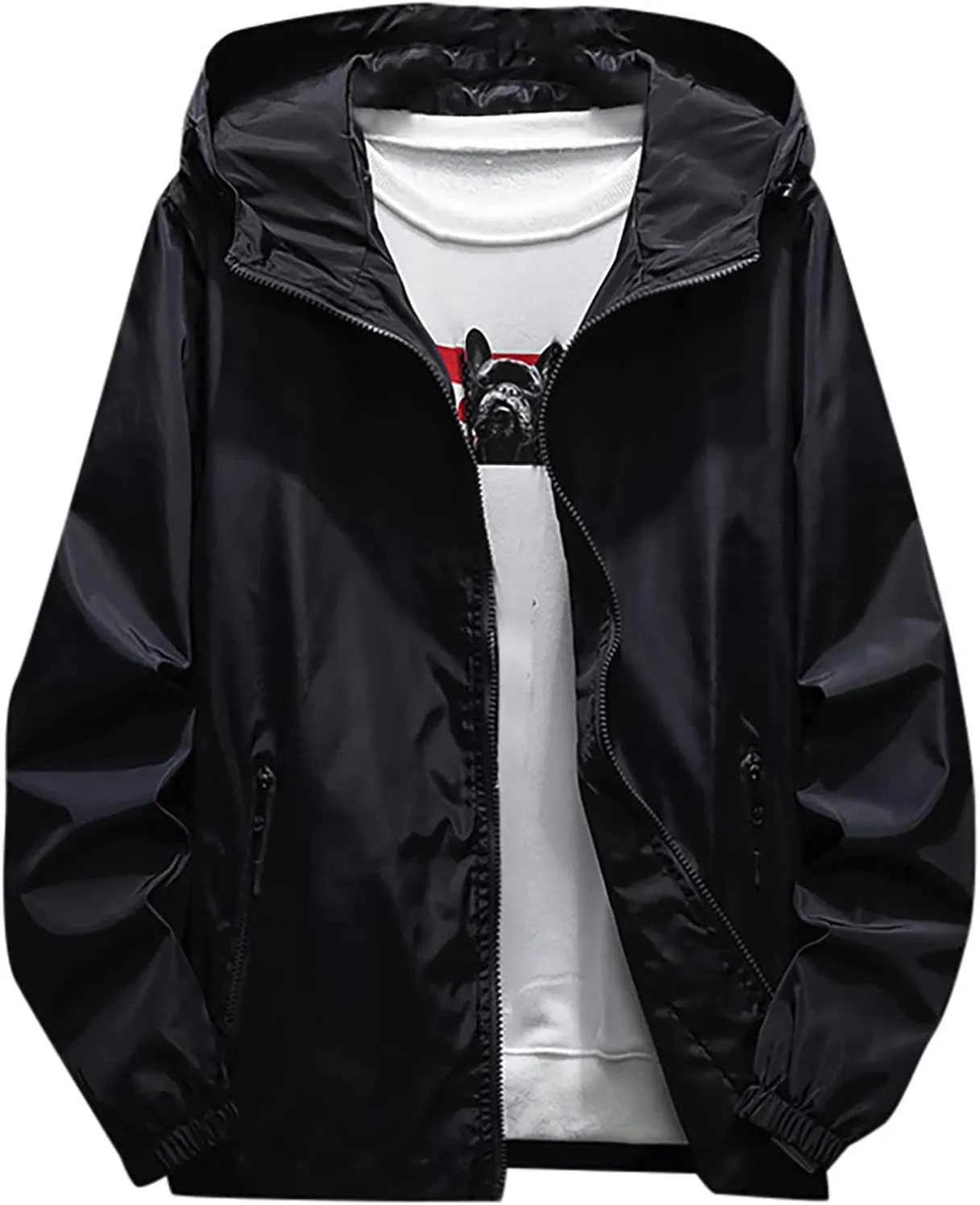 Ymosrh Men's Lightweight Rain Jacket Waterproof Windbreaker Jacket Hooded Raincoat Jacket, M-7XL