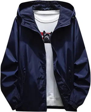 Ymosrh Men's Lightweight Rain Jacket Waterproof Windbreaker Jacket Hooded Raincoat Jacket, M-7XL