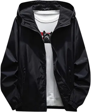 Ymosrh Men's Lightweight Rain Jacket Waterproof Windbreaker Jacket Hooded Raincoat Jacket, M-7XL