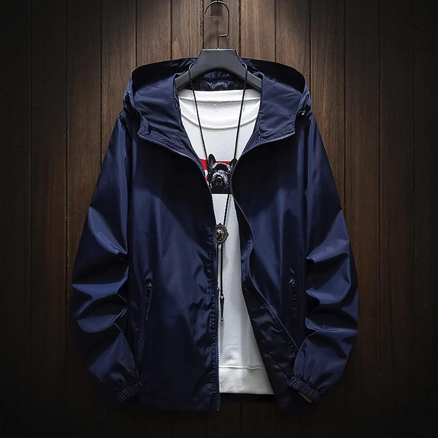 Ymosrh Men's Lightweight Rain Jacket Waterproof Windbreaker Jacket Hooded Raincoat Jacket, M-7XL